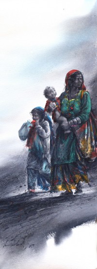 Ali Abbas, 11 x 30 inch, Watercolor on Paper, Figurative Painting, AC-AAB-128